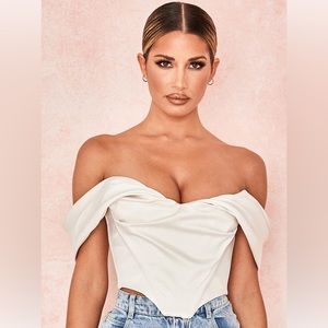 Cream Satin House of CB Bustier Top